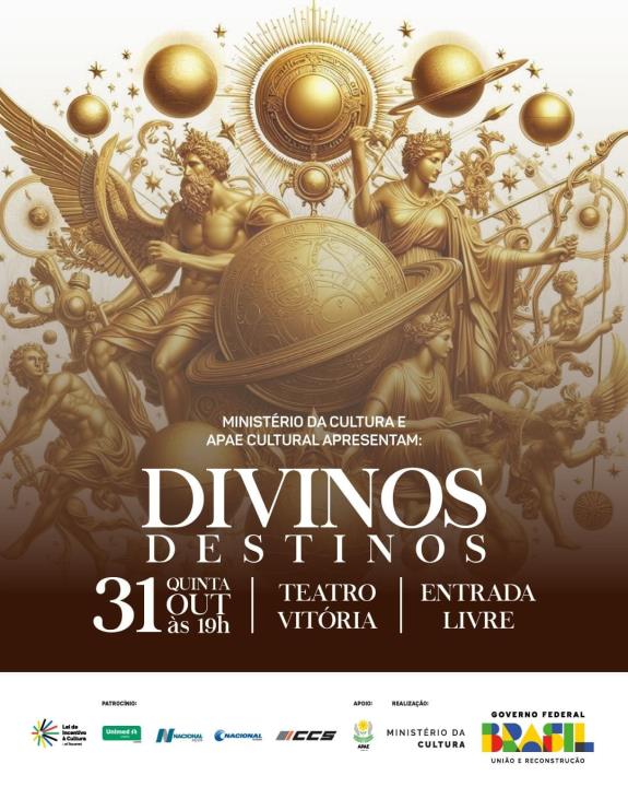 Espetáculo gratuito “Divinos Destinos” acontece nesta quinta