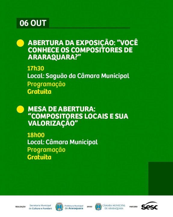 Segunda-feira (6): Semana Municipal de Valorização dos Compositores Locais tem início na Câmara Municipal