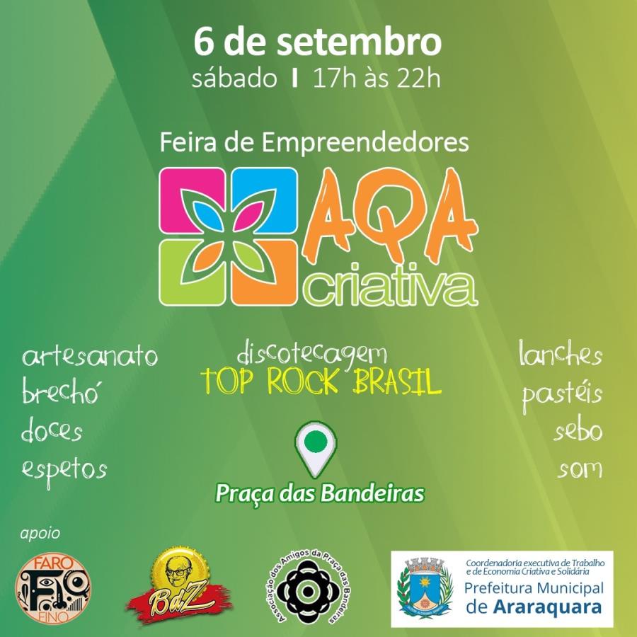 Feira “AQA Criativa” agita Praça das Bandeiras no sábado e no domingo (6 e 7)