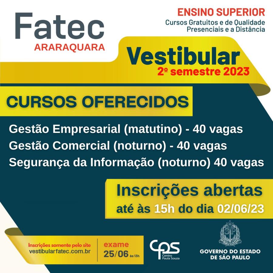 Inscrições Para O Vestibular Da Fatec Vão Até 2 De Junho Prefeitura De Araraquara 6046