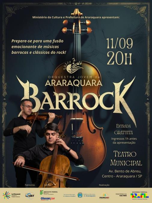 “Barrock”: Orquestra Jovem de Araraquara realiza fusão de músicas barrocas com clássicos do rock