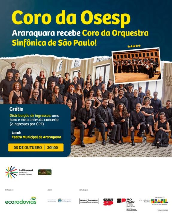 Ingressos para Coro da OSESP serão distribuídos antes da apresentação