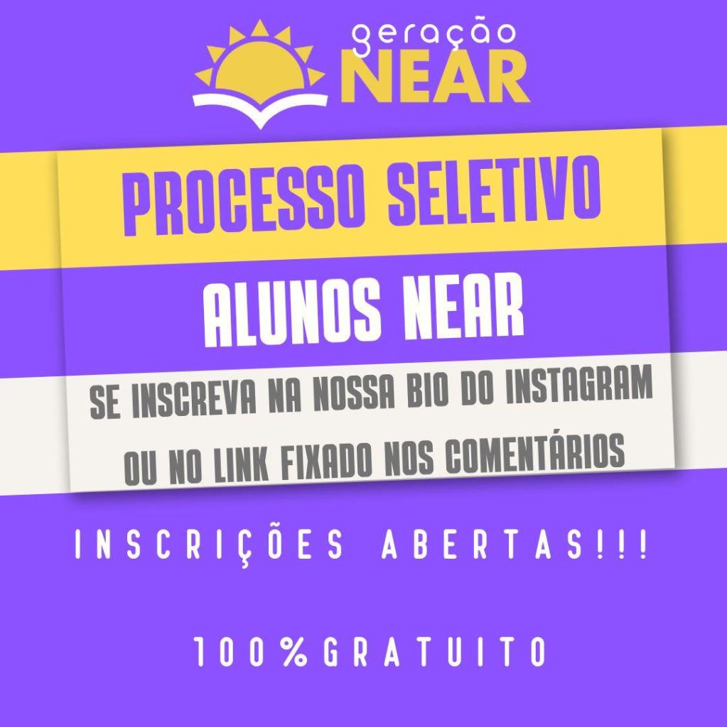 O Cursinho Popular Geração NEAR está com inscrições abertas para o próximo processo seletivo de alunos. Vem ser NEAR!