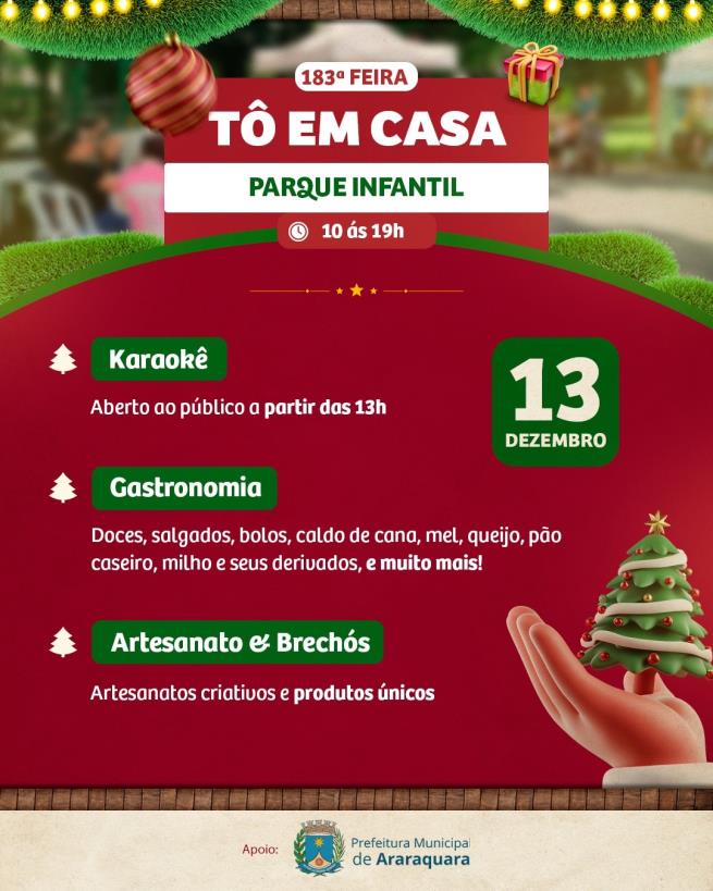 Feira “Tô em Casa”: sábado (13) no Parque Infantil