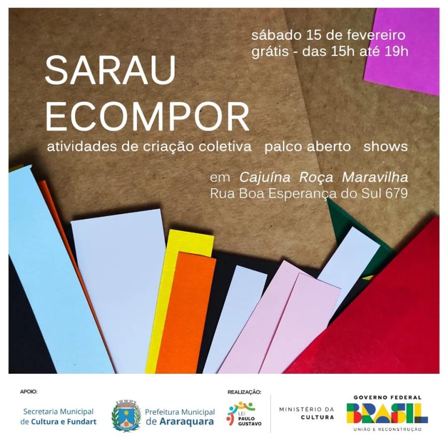 Sarau do Ecompor acontece neste sábado (15), em Araraquara