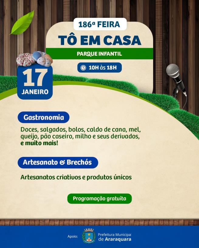 Sábado (17) tem Feira Tô em Casa no Parque Infantil