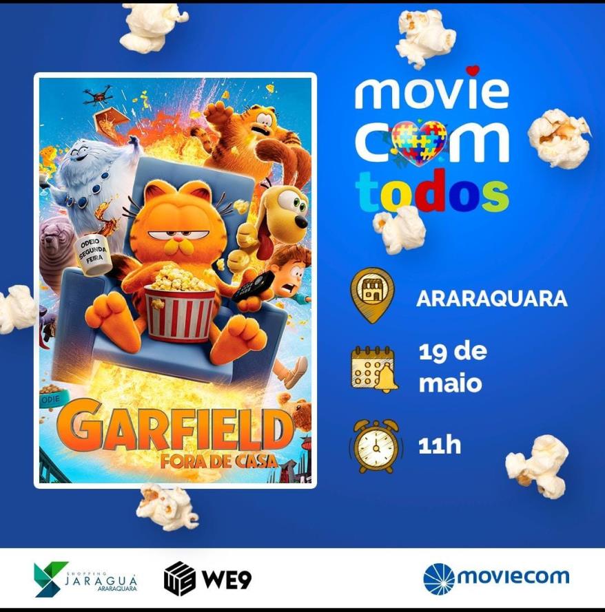 “Garfield – Fora de Casa” é cartaz do Cinema Inclusivo neste domingo (19) no Moviecom Jaraguá