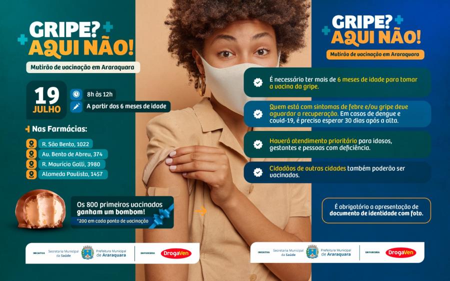 Mutirão de vacinação contra a gripe será realizado neste sábado (19)