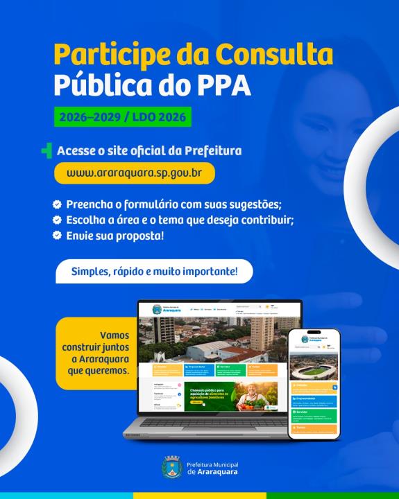 Prefeitura abre consulta pública para elaboração do Plano Plurianual