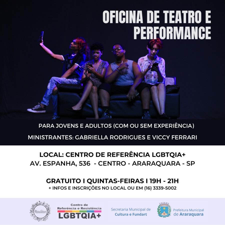 Oficina de Teatro e Performance do Centro LGBTQIA+ inicia aulas nesta quinta (18)