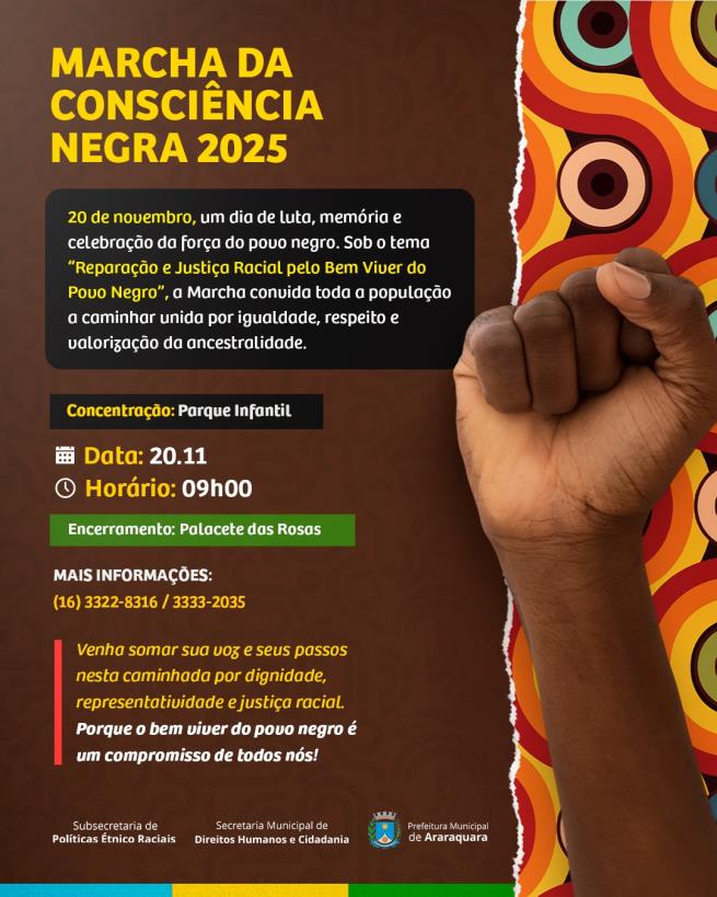 Marcha da Consciência Negra 2025 acontece na quinta-feira (20)
