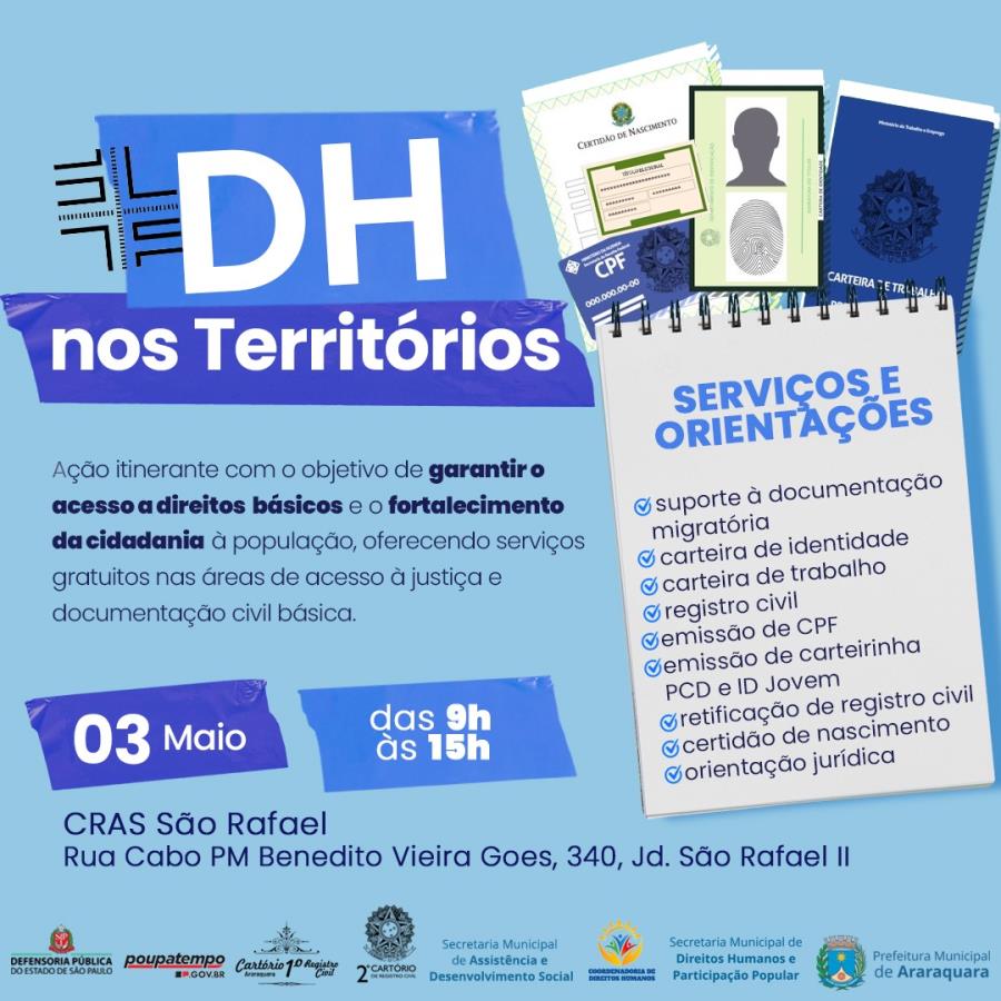 "DH nos Territórios": Jardim São Rafael será o próximo bairro atendido