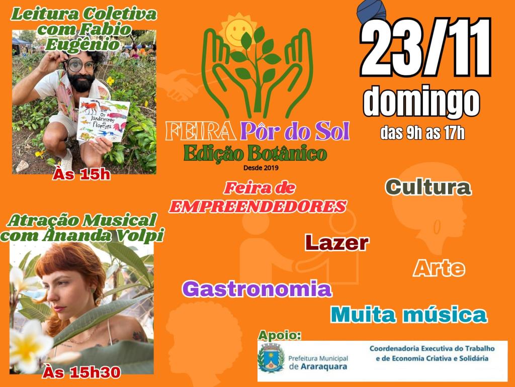 Parque do Botânico recebe Feira Pôr do Sol neste domingo (23)