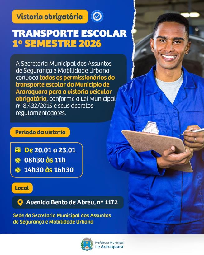 Vistoria do transporte escolar acontece entre os dias 20 e 23 de janeiro