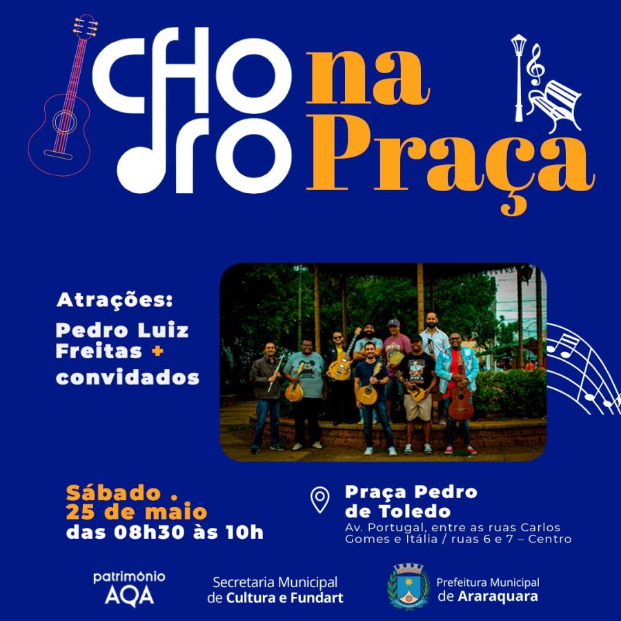 Sábado (25) cedo tem chorinho na Praça Pedro de Toledo