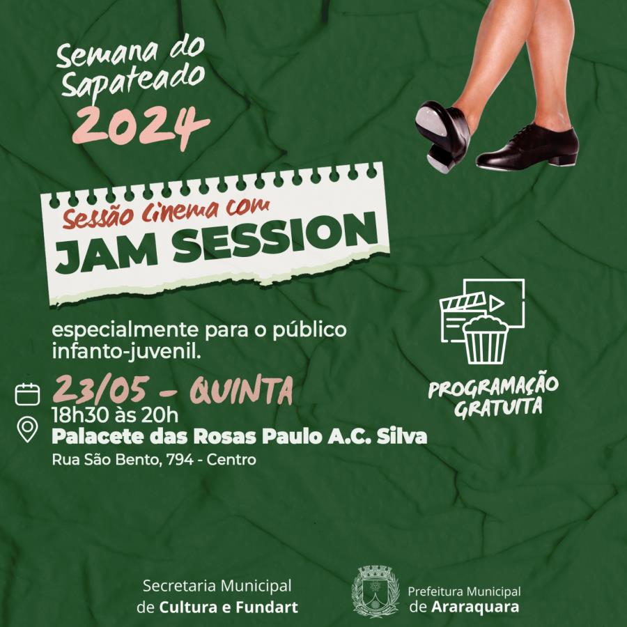 “Sessão Cinema com Jam Session”: Semana do Sapateado realiza atividade para o público infantojuvenil (dia 23)