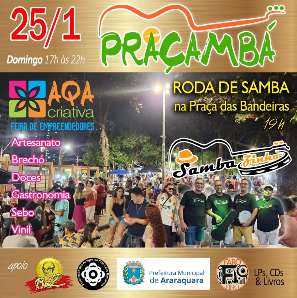 Feira Aqa Criativa na Praça das Bandeiras tem roda de samba no domingo (25)