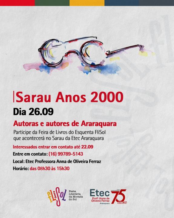 FliSol estará no Sarau Anos 2000 e convida autores da cidade