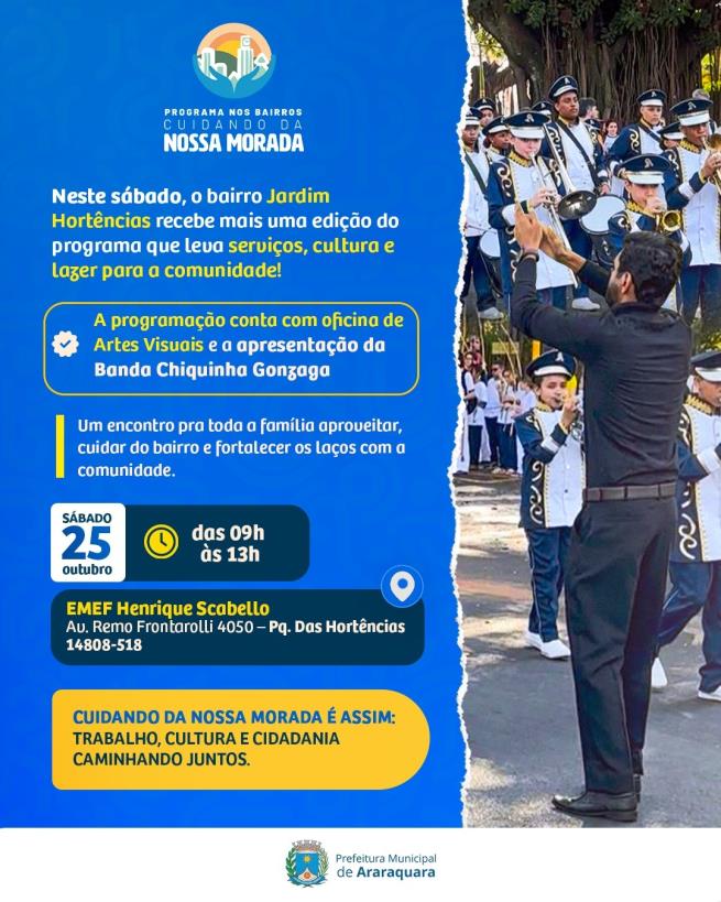 “Cuidando da Nossa Morada”: Cultura realiza oficina de Artes Visuais e apresentação da Banda Chiquinha Gonzaga