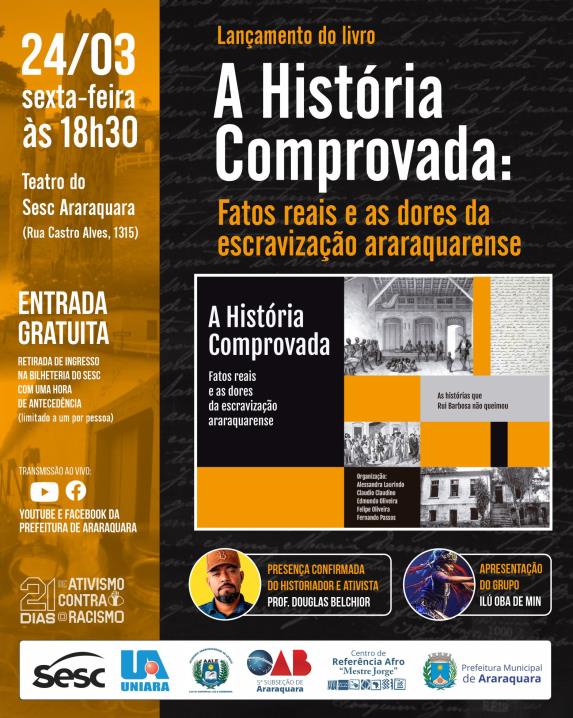 Livro com história da escravização em Araraquara será lançado nesta sexta (24)