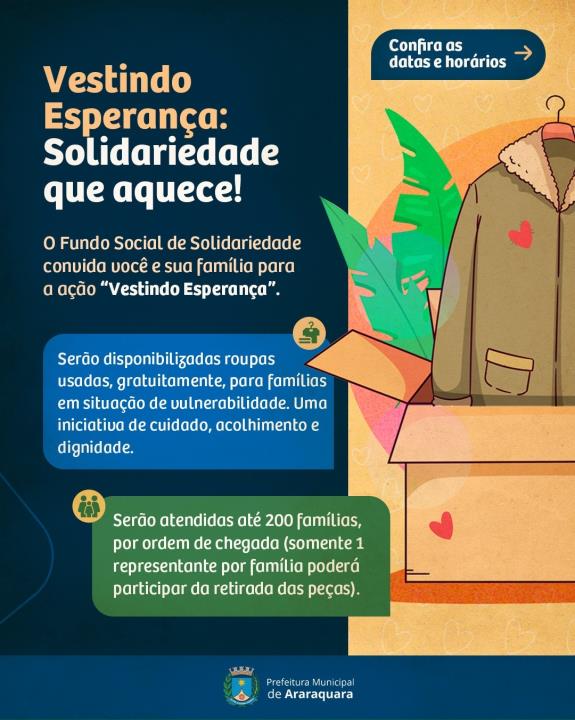 Fundo Social promove ação com distribuição de roupas para famílias em vulnerabilidade