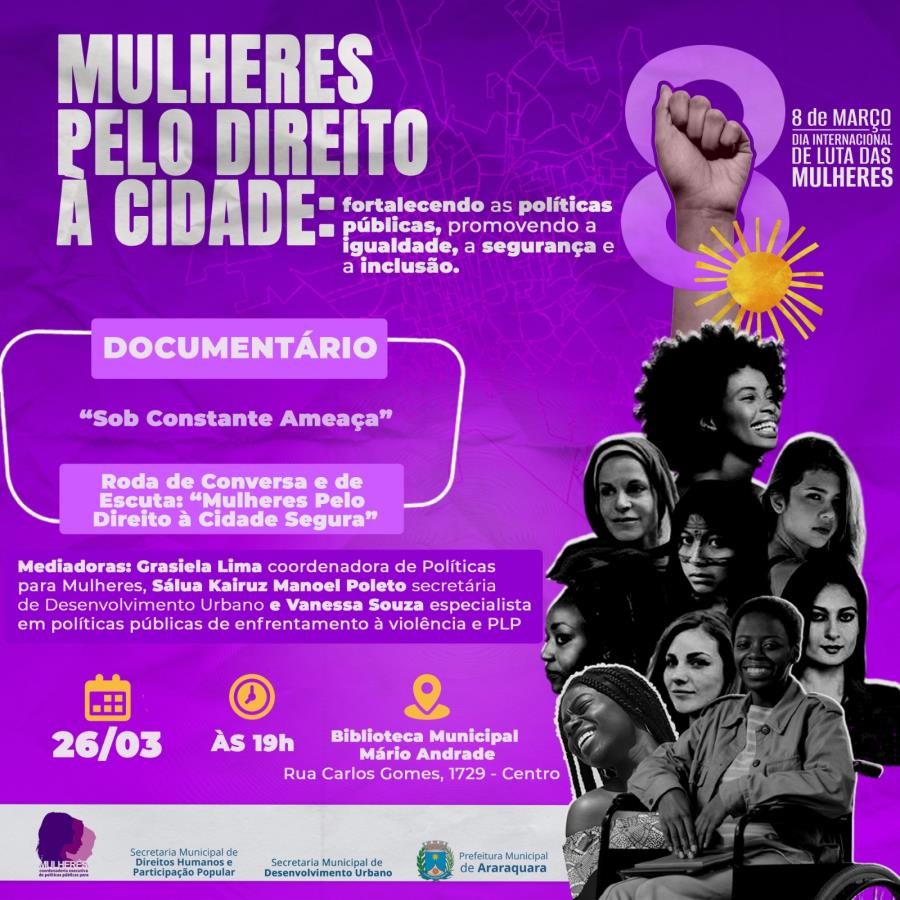 "Mês da Mulher" tem exibição de documentário e roda de conversa nesta terça (26)