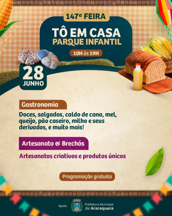 Feira “Tô em Casa”: sábado (28) no Parque Infantil