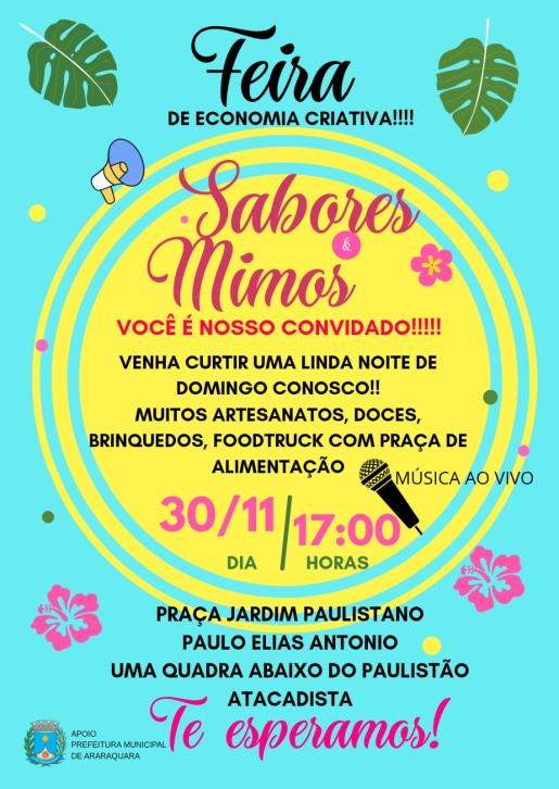 Feira Sabores & Mimos anima a Praça Paulo Elias Antônio neste domingo (30)