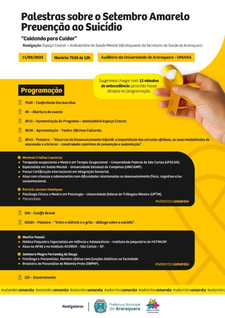 Espaço Crescer promove evento "Cuidando para Cuidar" no Setembro Amarelo