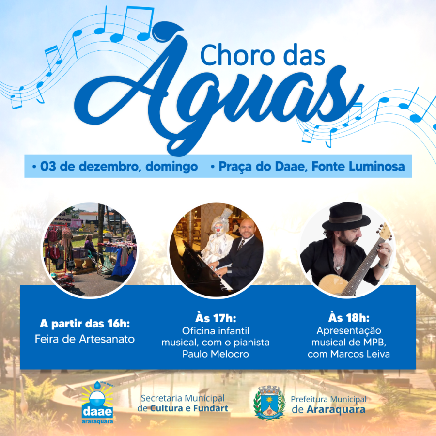 Choro das Águas reúne artesanato, música e recreação infantil no domingo (03)