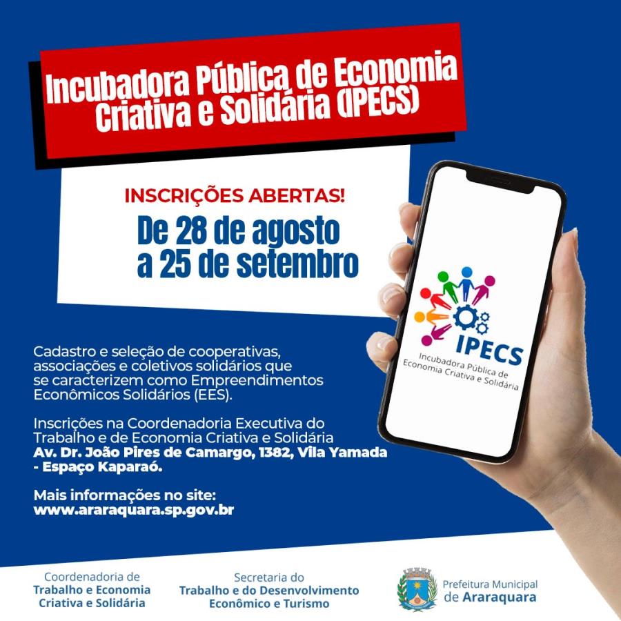 Prefeitura abre inscrições para a Incubadora Pública de Economia Criativa e Solidária (IPECS)