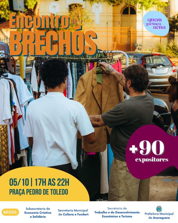 Encontro de Brechós: artesanato, gastronomia, DJ e jogos na Praça Pedro de Toledo