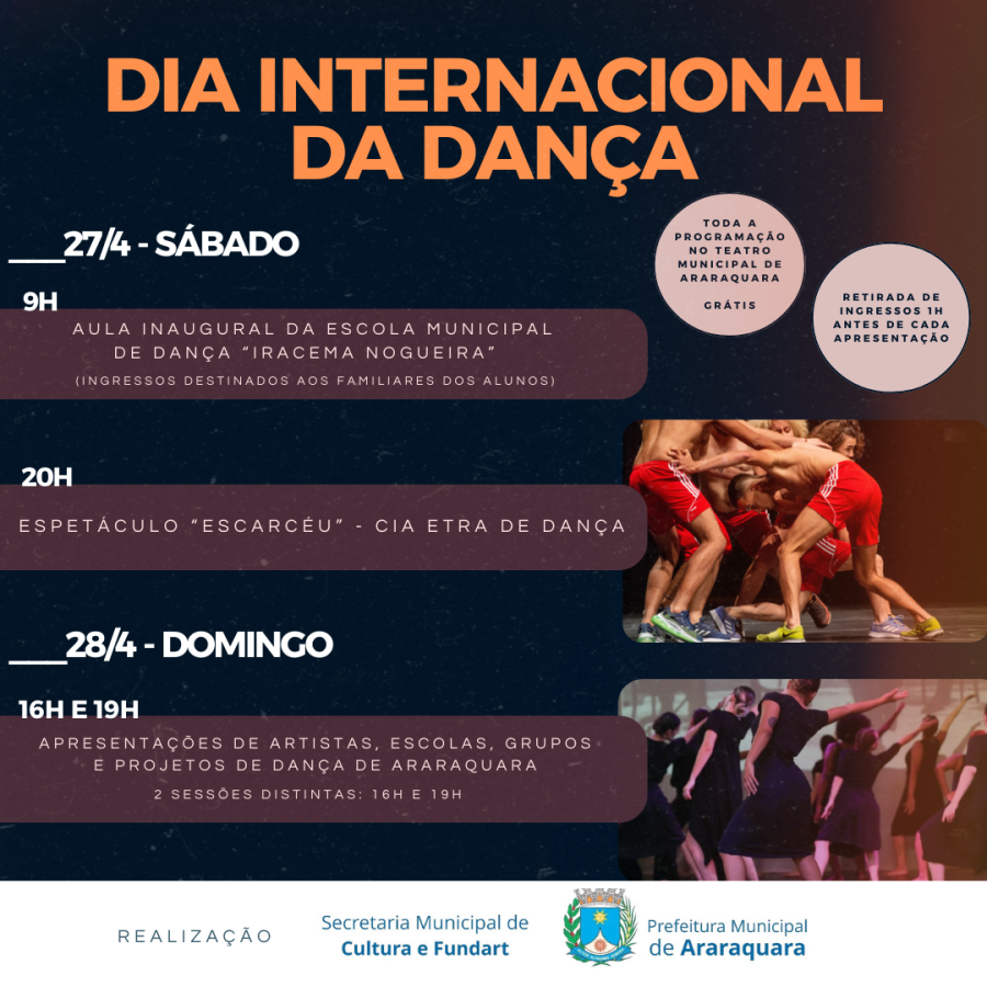 Teatro recebe artistas, escolas, grupos e projetos de dança de Araraquara neste domingo (28)