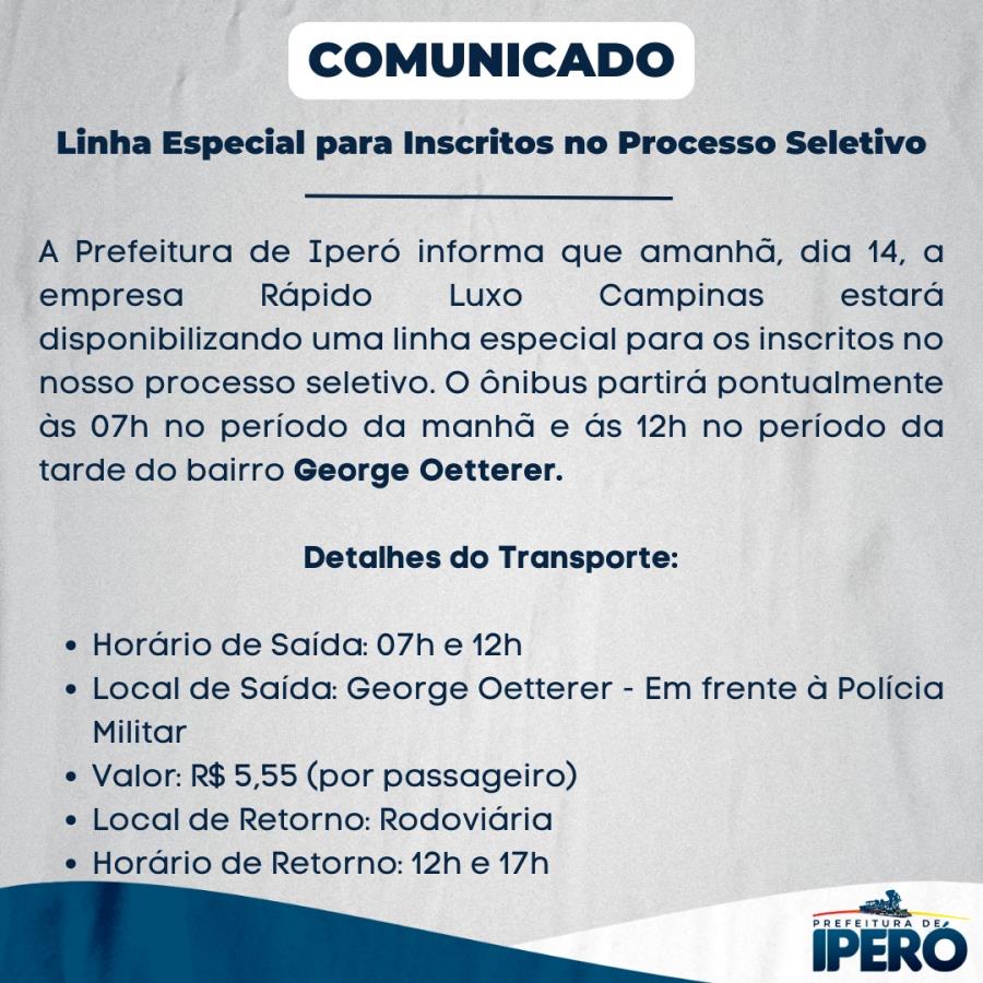 Comunicado Linha Especial Para Inscritos No Processo Seletivo