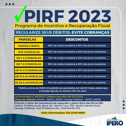 PREFEITURA INICIA PROGRAMA DE INCENTIVO E RECUPERAÇÃO FISCAL 2023