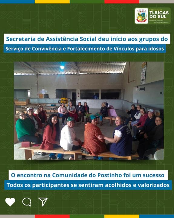 NO DIA 02 DE SETEMBRO, A SECRETARIA MUNICIPAL DE ASSISTÊNCIA SOCIAL DEU INÍCIO AOS GRUPOS DO SERVIÇO DE CONVIVÊNCIA E FORTALECIMENTO DE VÍNCULOS PARA IDOSOS, NO POSTINHO.
