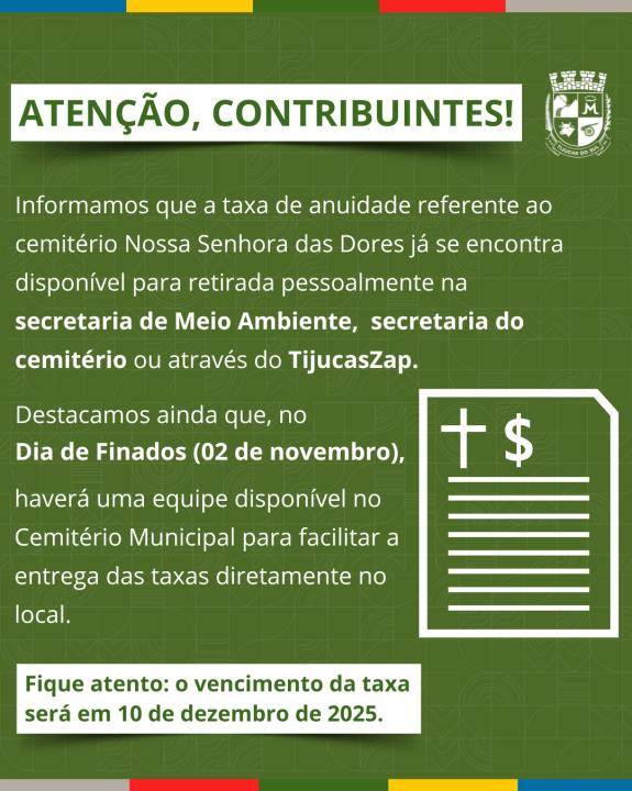 ATENÇÃO CONTRIBUINTES!
