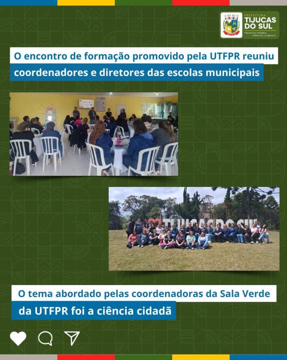 A UTFPR ESTÁ PROMOVENDO UMA FORMAÇÃO VOLTADA AOS COORDENADORES E DIRETORES DAS ESCOLAS MUNICIPAIS DE TIJUCAS DO SUL.