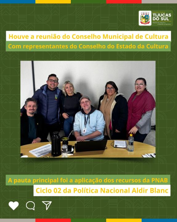 O CONSELHO MUNICIPAL DE CULTURA REALIZOU UMA REUNIÃO COM REPRESENTANTES DO CONSELHO DO ESTADO DA CULTURA E O PRESIDENTE DO FORÚM DE GESTORES DE CULTURA DO PARANÁ