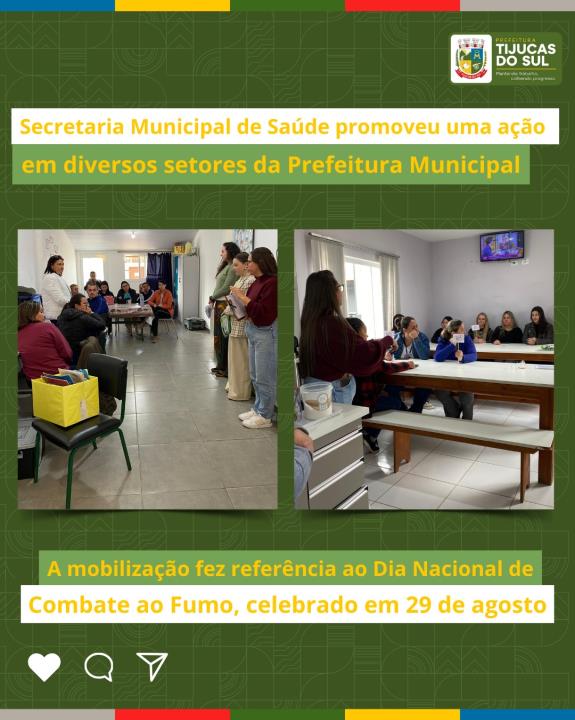 SECRETARIA MUNICIPAL DE SAÚDE REALIZOU NO DIA 29 DE AGOSTO UMA AÇÃO EM ALUSÃO AO DIA NACIONAL DE COMBATE AO FUMO