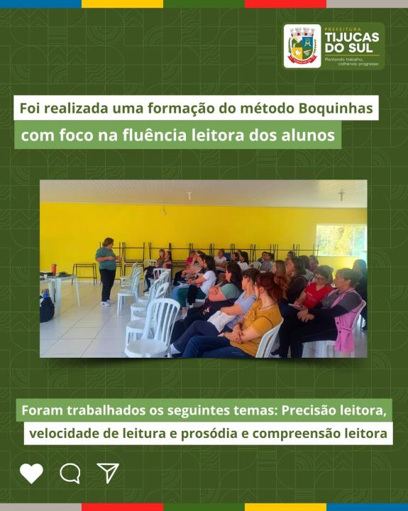 FORMAÇÃO DO BOQUINHAS ABORDA FLUÊNCIA LEITORA EM TODAS AS SÉRIES DO ENSINO FUNDAMENTAL.
