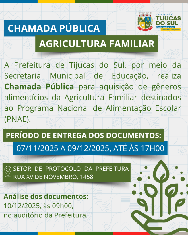 CHAMADA PÚBLICA- AGRICULTURA FAMILIAR