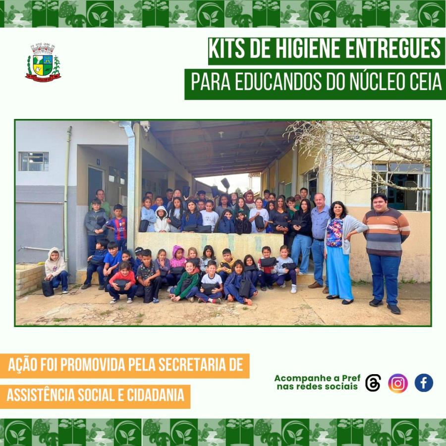 Entrega de kits de higiene pessoal para as crianças e adolescentes do Núcleo CEIA