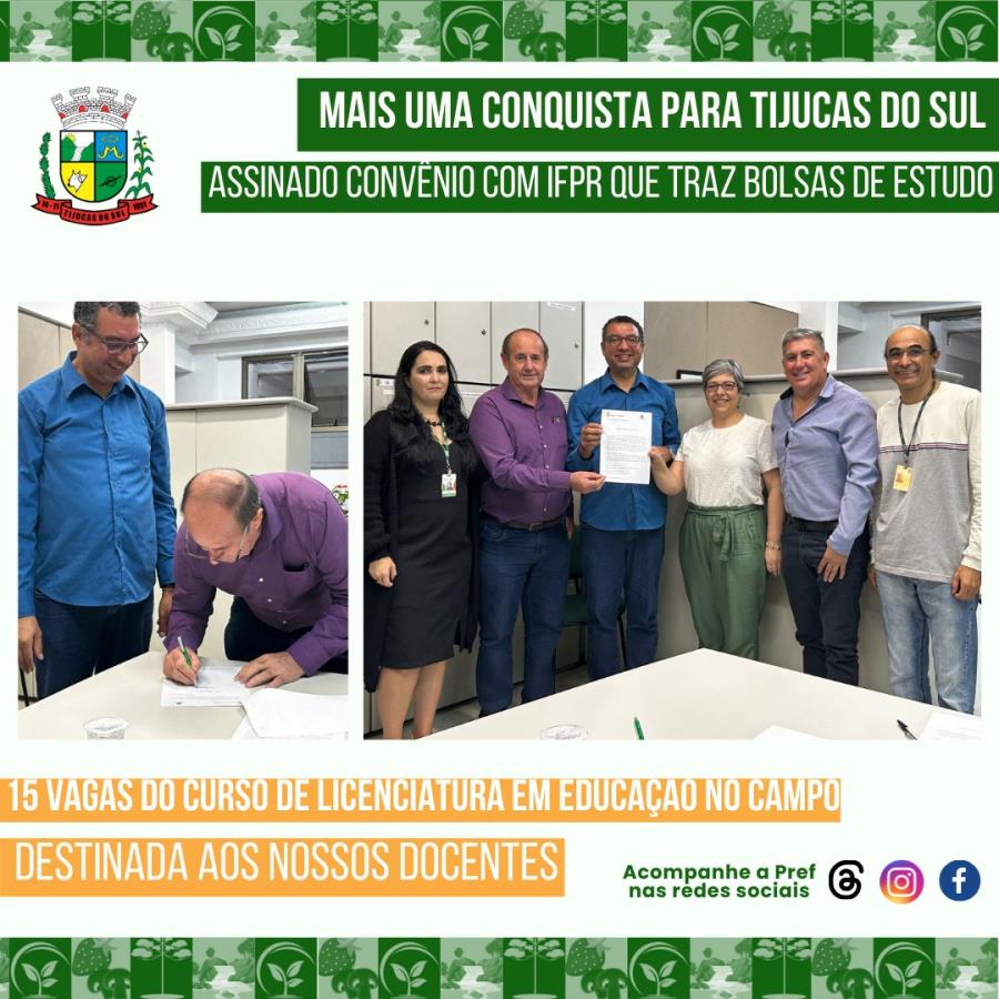 realizada a assinatura do convênio entre o IFPR e a Prefeitura Municipal de Tijucas do Sul