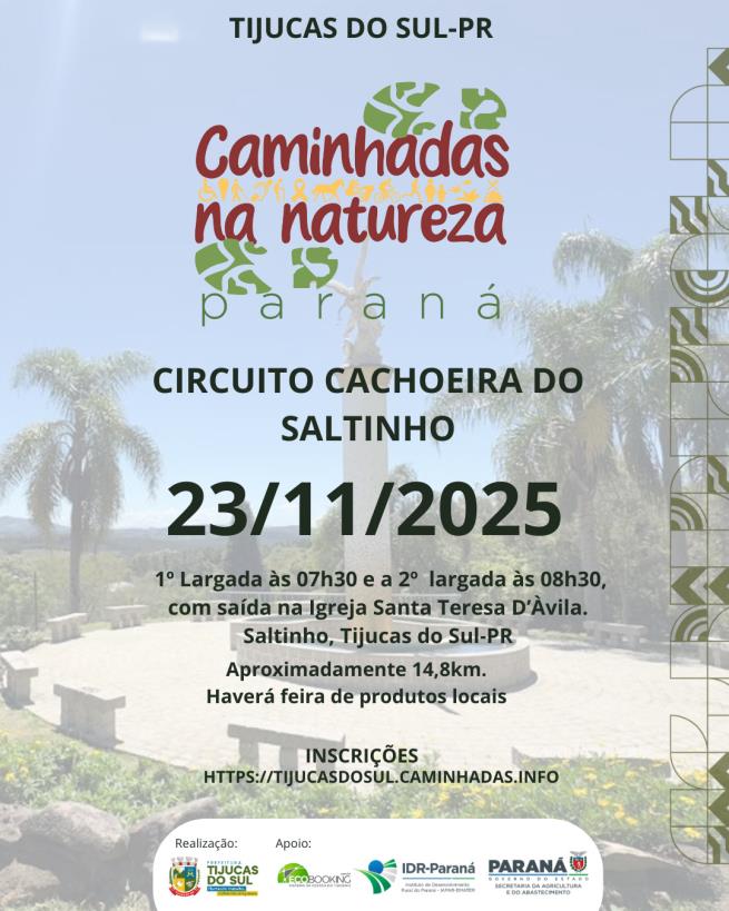 VEM AÍ MAIS UMA EDIÇÃO DO CAMINHADAS NA NATUREZA- CIRCUITO CACHOEIRA DO SALTINHO