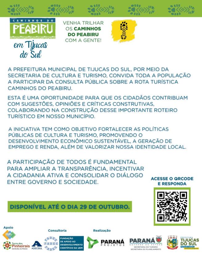 PARTICIPE DA CONSTRUÇÃO DOS CAMINHOS DO PEABIRU EM TIJUCAS DO SUL!
