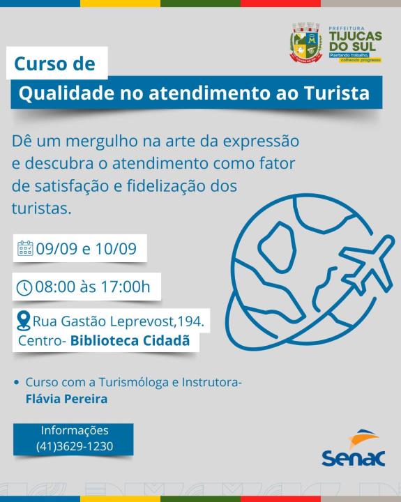 VEM AÍ O CURSO DE QUALIDADE NO ATENDIMENTO AO TURISTA!!