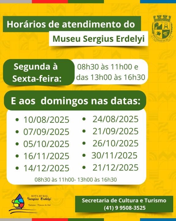 CONFIRA OS HORÁRIOS DE ATENDIMENTO E PLANEJE SUA VISITA.