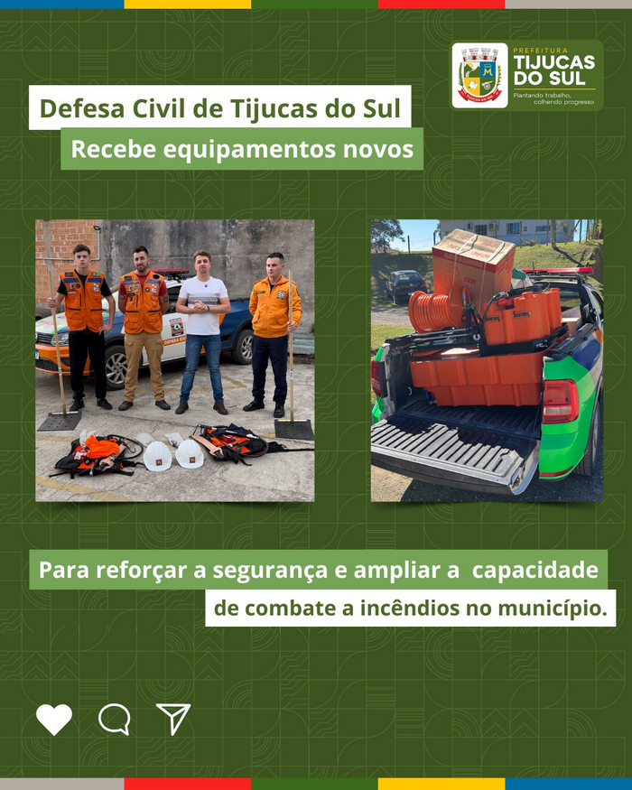 DEFESA CIVIL RECEBEU NOVOS EQUIPAMENTOS