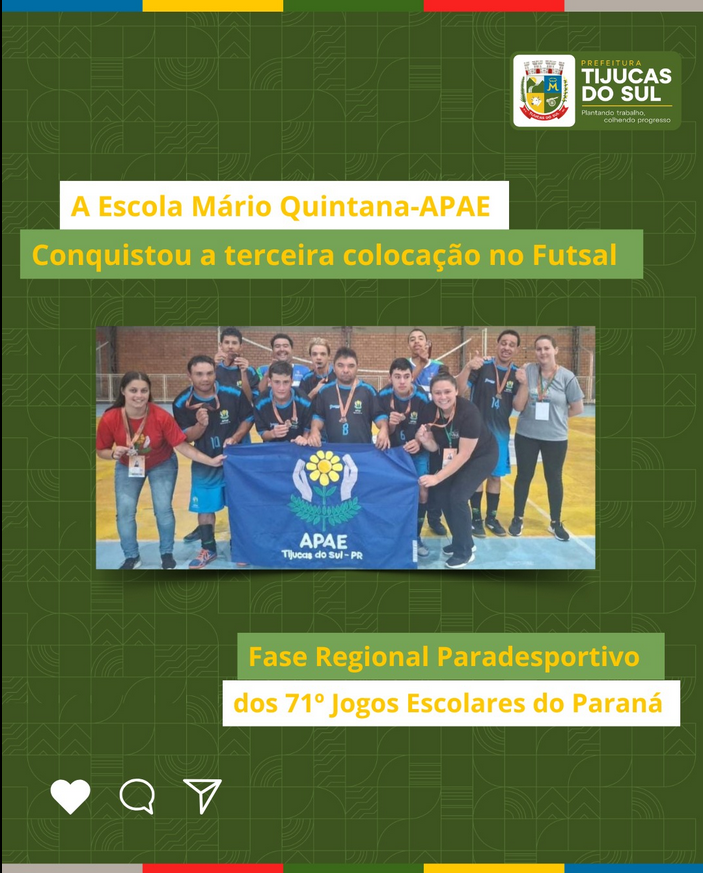 A ESCOLA MÁRIO QUINTANA, APAE DE TIJUCAS DO SUL, CONQUISTOU A TERCEIRA COLOCAÇÃO NO FUTSAL PARADESPORTIVO